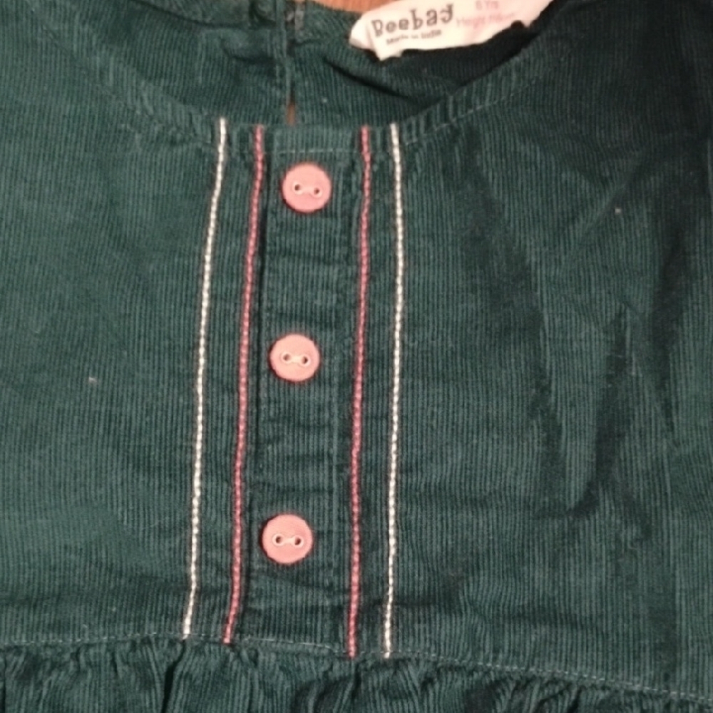 Beebay Cordury Green Dress With Animal Embroidery - Picture 3 of 5